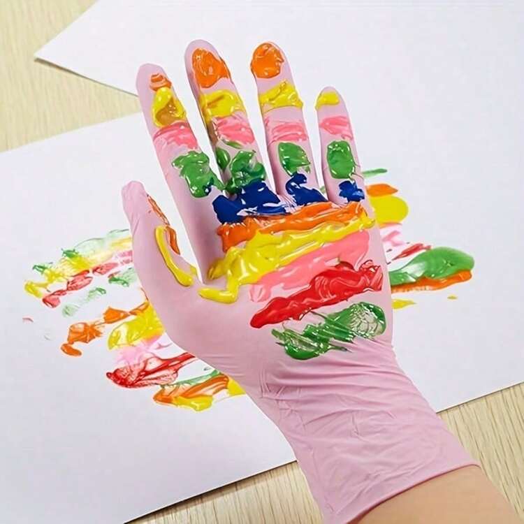 100pcs Disposable Pink Nitrile Gloves, Durable, Waterproof, Suitable For Kitchen, Tattoo Shop, Hair Salon, Pet Grooming, Nail Salon And Home Cleaning. Made Of High-Quality Nitrile Material, Comfortable To Wear, Suitable For Household And Professional Use. (Packaging Box Not Included) - Baby Pink - View 5