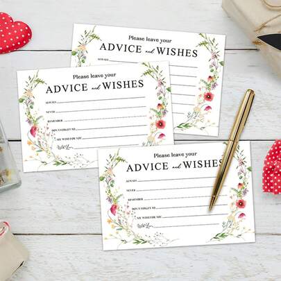 25/50 Pcs Minimalist Modern Advice And Blessing Cards Floral 2 - Wisdom Guestbook For Newlyweds, Weddings, Retirees, And Graduates, Style For Filling Out Invitations