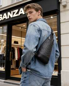 Coach 18-Inch Dominica Canvas Crossbody Bag, Shoulder Bag, Chest Bag, Daily Bag, Gift - Black - View 8