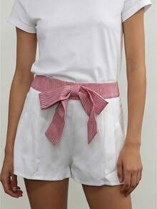 Women Loose Fit Shorts Fashionable Bow Decorated High Waist Zipper Closure Mini Shorts For Beach Daily Wear - White - View 1
