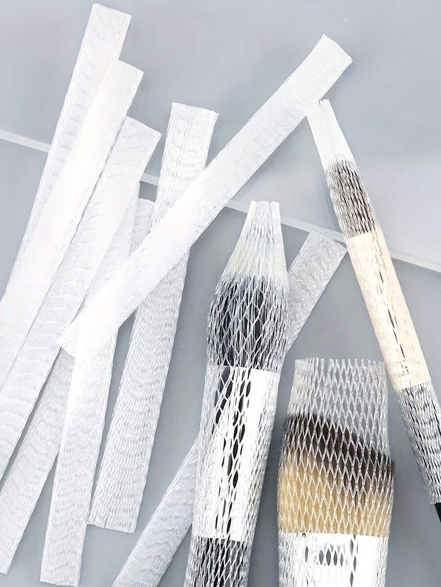 20/50个装可重复使用化妆刷收纳套，弹性网状保护套 - 定型并防止毛躁，透明塑料网状化妆刷保护套 - 防止刷毛脱落并使刷毛变直 - 白色 - 查看 1