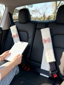 Car Bow Steering Wheel Cover, Shoulder Protection, All Season Plush Anti Slip Warm Car Universal Handlebar Cover Steering Wheel Cover Car Wheel Cover Steering Wheel Cover Car Accessories Steering Wheel Cover Steering Wheel Cover - Lambswool - View 12