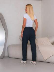 Women's Polyester Tie-Front Pants - Royal Blue - View 5