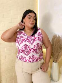 Plain Tank Top, Sleeveless Blouse, Plain Crepe Fabric, With 4 Buttons, Plus Size G1G2G3 46-52, Casual Women's - 66-B/紫色 - 查看 4