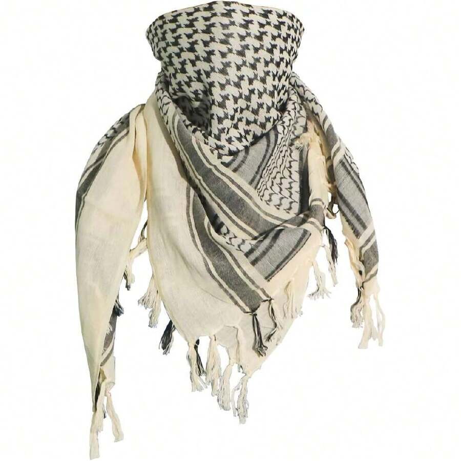 Military Shemagh - Tactical Cotton Arabic Keffiyeh Scarf - Tactical Head And Neck Scarf For Men And Women, 43372740 - 酒紅色 - 查看 1