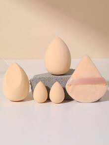 5PCS Makeup Tools Set Including:2PCS Makeup Sponges+1pc Triangle Powder Puffs+2PCS Mini Makeup Sponges - Multicolor - View 2