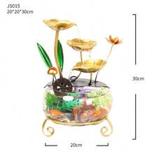 Outdoor Garden Desktop Fountain Waterfall Decoration | Glass Fish Tank With Water Wheel, Office, Living Room, Balcony Decoration Accessories, Perfect Gift For Housewarming And Opening, Ideal Gift For Christmas, Halloween And Other Holidays - JS015 - 查看 5