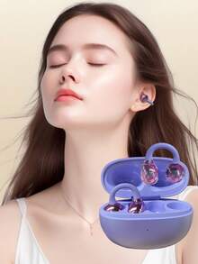开放式蓝牙耳机，HIFI级音质，小巧轻便，ENC通话降噪，云朵般柔软舒适的真无线耳塞 - 紫色 - 查看 13