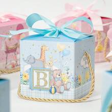 12个可爱卡通礼盒，粉色和蓝色动物图案，适合包装洗礼用品和糖果 - 動物款 - 查看 4