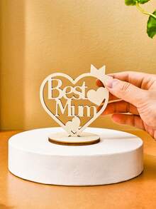 1 pièce Décoration ornementale minimaliste en forme de couronne de cœur en bois, convient pour la Fête des pères, la Fête des mères, design creux, décoration de bureau intérieure chaleureuse, cadeaux pour maman et papa - Taille Unique - Voir 13