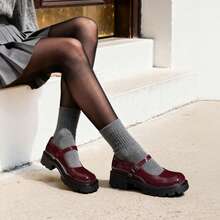 Women's Mary Jane Platform Shoes Closed Toe Chunky Block Low Heel Cute Vacation Shoes Back To School Shoes College Student Shoes - 酒紅色 - 查看 11