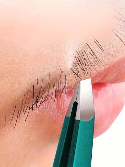 高精度超薄平头黑头、眉毛和睫毛夹，精密面部毛发、眉毛、上唇毛发去除工具，不锈钢眉毛睫毛镊子，眉毛去除工具，眉毛修整必备美容工具