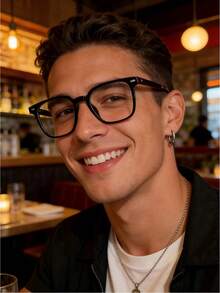 1pc Men's Casual Versatile Eyeglasses, Suitable For Daily Wear - Black - View 1