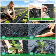 1pc Barrier Fabric, Opaque, UV Stabilized, Garden Ground Cover - 1pc Black - View 12
