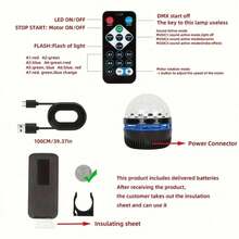 USB Automatic Rotating Wave Projection Lamp, Suitable For Bedroom Relaxation And Home Party Decoration - 黑色 - 查看 9