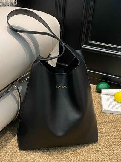 1个纯色简约休闲大容量通勤户外轻便时尚单肩手提包