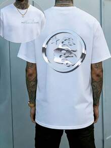 Hellstars Metallic Fire Hair Logo Vintage T-Shirt Double Sided Printed (220g 100% Cotton T-Shirt),Summer Clothes, Men's Tops, Casual And Comfortable, Fashionable Graphic Tee, Unisex Style - White - View 1
