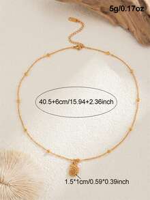 1件不锈钢海洋系列精致珍珠链项链，配海星、贝壳、小鱼吊坠，适合日常和节日佩戴 - 金色 - 查看 8