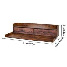 Washer Dryer Countertop With Shelf, 54 X 27.5 In Wooden Washer And Dryer Topper With 2 Drawers & 2 Hooks, Laundry Machine Topper For Laundry Closet Pantry Counter Organization And Storage, Brown - Nâu (Có kệ) - Xem 10