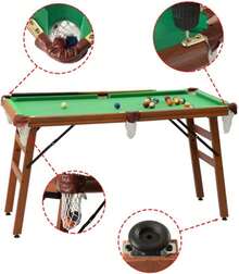 HLC 55'' Folding Pool Table Space Save Billiard Table With Cues, Ball, Chalk, Rack, Brush Included - Green - View 4