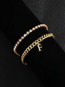 Hip Hop Initial Anklet For Women, Stackable Crystal Tennis Chain Foot Jewelry Gift - Custom Lettering Anklet - View 19