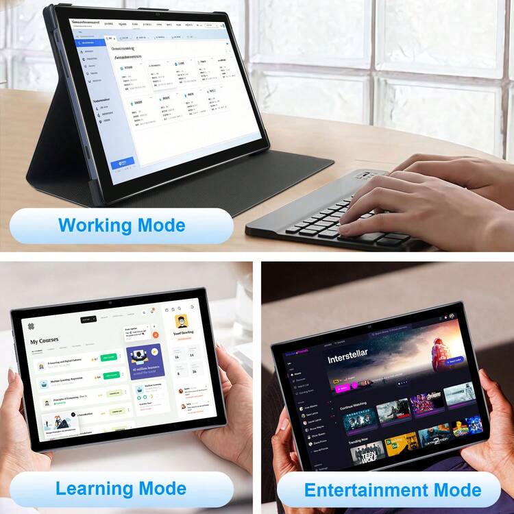 Qetupa 10.1インチ Android 15 タブレットPC、保護ケース、キーボード