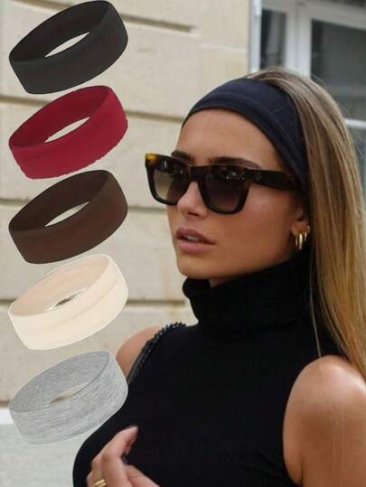 1条装柔软布艺女士发带 - 弹性防滑发带，时尚校园发饰，适合跑步、网球、健身、瑜伽等运动，夏季沙滩发带