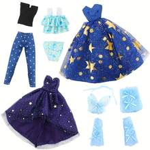 5pcs 11.5 Inch Girl Doll Clothes Set, Including Princess Dress, Skirt, Casual Wear, Party Outfit, Jacket, Ideal For Halloween, Thanksgiving, Christmas And Birthday Gifts (Doll Not Included) - Multicolor - View 5