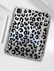 This Elegant And Cute Black Leopard Print Double-Sided Acrylic Crystal Clear Back Cover With Shock-Proof Function Is Compatible With The 7th, 8th (10.2-Inch), And 10th Generation IPads. It Has A Built-In Pen Slot And Supports Sleep/Wake Function. It Is An Ideal Gift Choice For Holidays And The New Year. - Style 1 - View 1
