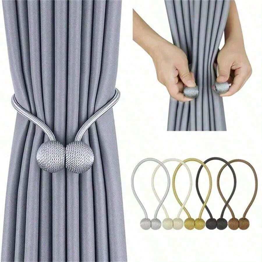 2pcs Magnetic Curtain Tiebacks, Headphone Shaped Curtain Clips, No Drilling Window Curtain Holders - Multicolor - View 1