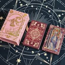 Classic Crimson Flower Chapter PET Tarot Card Gift Box Set - Complete 78 Black Gold Tarot Cards For Beginners, Tarot Card Deck With Meanings - Expert Tarot Cards, 4.7in*2.8in(12cm*7cm), Fate, Divination, Oracle Cards, Christmas, Halloween, Thanksgiving, Gift, Fortune Telling, Future, Prophecy Tarot Cards (Includes English Tarot Card Instruction Guide) - 彩色 - 查看 11