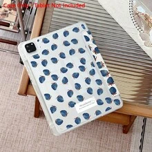 1个蓝色草莓图案3+Y可折叠多角度磁吸支架平板电脑保护套，带笔槽和自动休眠/唤醒功能，适用于iPad Pro/Air、iPad 5/6/7。 - 彩色 - 查看 4