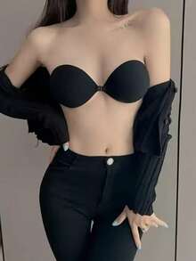 1片装胸贴，提升裸色女士文胸，自粘式文胸，性感隐形，硅胶胸垫，性感无肩带美胸，隐形聚拢，无肩带无缝前扣蕾丝内衣，女士自粘硅胶胸贴，隐形文胸，前扣自粘乳贴，无肩带透气硅胶胸贴 - 彩色 - 查看 8