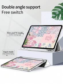 1个可爱教堂郁金香蝴蝶结图案硅胶防震保护套，带笔槽，兼容iPad第7、8、10代（10.2英寸），支持睡眠/唤醒功能，兼容华为。 - 彩色 - 查看 6