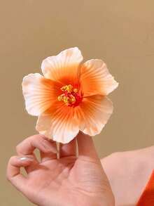 10 chiếc kẹp tóc hình hoa dâm bụt màu cam, thích hợp cho kỳ nghỉ biển, chụp ảnh, sử dụng hàng ngày, các dịp xuân/hè, lễ hội, tiệc tùng. - trái cam - Xem 2