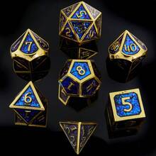 7pcs Shiny Metal Dice Set, D&D Tabletop Game Accessories, Suitable For Halloween, Christmas, Gifts, Party Supplies - Multicolor - View 11