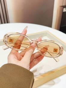1pc Vintage Oval Frame Fashion Glasses For Women, Multiple Colors, INS Influencer Style, Eyewear For Streetwear, Outfit & Photo, Decorative Accessory - Multicolor - View 16