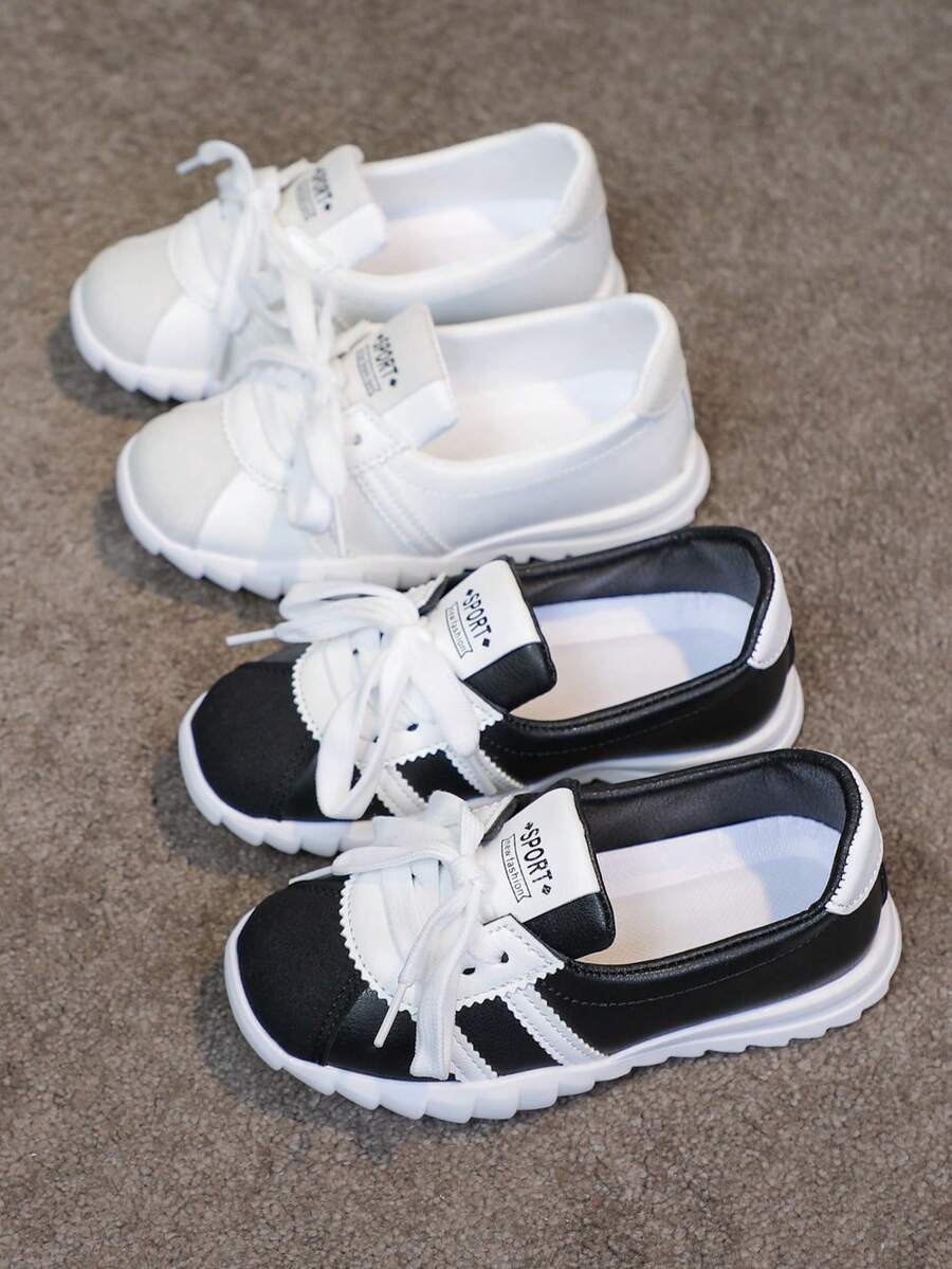 1 Pair 2026 Spring/Autumn New Korean Style Kids' Fashion Sneakers, Girls' Soft-Sole Shoes, Girls' Casual Shoes - White - View 1