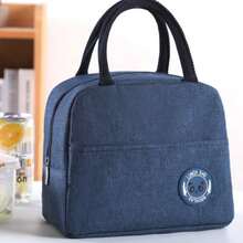 春季多色纯色手提午餐包，大容量保温便当盒包，防水工作午餐包 - 彩色 - 查看 12