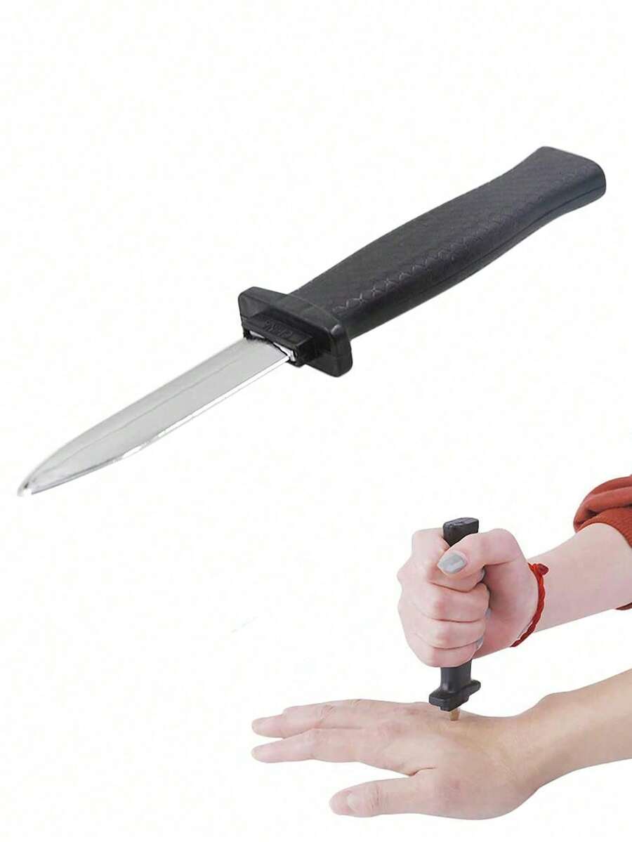 1 chiếc dao giả bằng nhựa có thể kéo dài, đồ chơi khăm dùng trong các bữa tiệc. - Xem 1