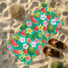 1 buc Prosop de plajă de vară cu model floral și pepene verde, Pătură de plajă extra mare din microfibră super moale, Prosop de baie foarte absorbant, Potrivit pentru călătorii, piscină, scufundări, surfing, yoga, camping, Disponibil în mai multe dimensiuni, Accesorii de plajă - C - Vizualizare 9