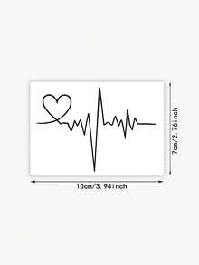 1 Pack Waterproof & Long-Lasting Women's Collarbone Electrocardiogram Tattoo Stickers: Delicate & Fresh Patterns, Disposable Realistic Temporary Tattoos - Multicolor - View 2