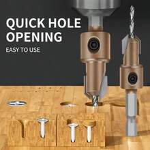 专业级高端沉头钻头，合金阶梯钻头，带螺丝安装，适用于木工 - 高檔沉孔鑽合金頭 - 查看 2