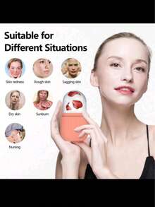 1 pieza Molde de cubitos de hielo de silicona, Rodillo de hielo de silicona para rostro y ojos, Rodillo de belleza de hielo de silicona reutilizable, Herramienta de cuidado de la piel con molde de cubitos de hielo, Esencial para volver a la escuela - Multicolor - Ver 5