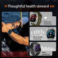 GUHUAVMI 1pc 2026 New Outdoor Sports Smart Watch For Men, 1400mAh Ultra-Large Battery Capacity, Dual-Color LED Flashlight, 2.01-Inch HD Full Touch Screen, Supports SOS Flashing Mode, Sound Alarm Mode, Bluetooth Calling, Voice Assistant, Reminder Function, IPX8 Waterproof, GPS Sports Tracking, 100+ Sports Modes, Health Monitoring Smart Watch Compatible With IPhone And Android - View 10