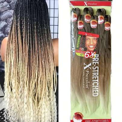 26英寸6包预拉伸编发，易于编发，渐变色辫子，热水定型，专业合成纤维，钩针扭辫接发（多种颜色可选）