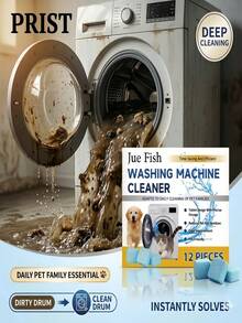 PRIST Washing Machine Cleaner Tablets, 12pcs Deep Cleaning Effervescent Tablets For Front-Load And Top-Load Washers, Heavy Duty Stain And Odor Removal, Fresh Washer Tub Descaling, Universal Washer Care For Pet Households, Removes Dirt And Limescale, Long-Lasting Freshness, Easy-To-Use Maintenance Kit - Multiple Forms - View 2