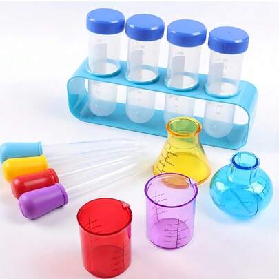 1 Set Fun Science Experiment Kit, Educational Science Toys - Experiment Tools, Test Tube Rack + Test Tubes + Dropper Set, Color Sorting Experiment, Chemistry Experiment School Supplies, Helpful Tool To Enhance Learning Interest And Scientific Understanding, Suitable For Home And School, Early Education Development And Chemistry Exploration, Back To School Essential