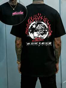 Hellstars The Future Is Yours Space Helmet Vintage T-Shirt Double Sided Printed (220g 100% Cotton T-Shirt),Summer Clothes, Men's Tops, Casual And Comfortable, Fashionable Graphic Tee, Unisex Style - Black - View 1