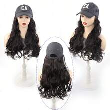 1件装女士长卷发假发，带棒球帽，自然波浪合成发帽，夏季 - 彩色 - 查看 5